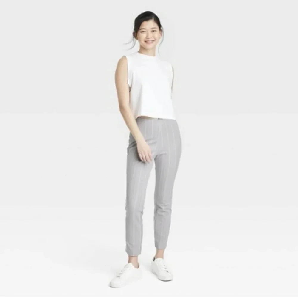 A New Day Side Zip Skinny Ankle Pants, Color Gray/White Size 4